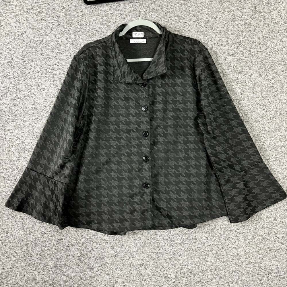 Bryn Walker Women's Size Small Houndstooth Print Button Up Polyester Jacket